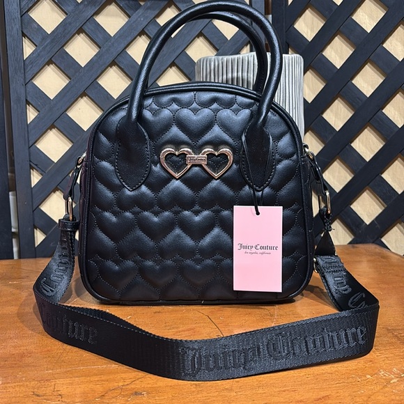 Juicy Couture Straight From The Heart Black Satchel Bowler Bag NWT - Picture 1 of 13